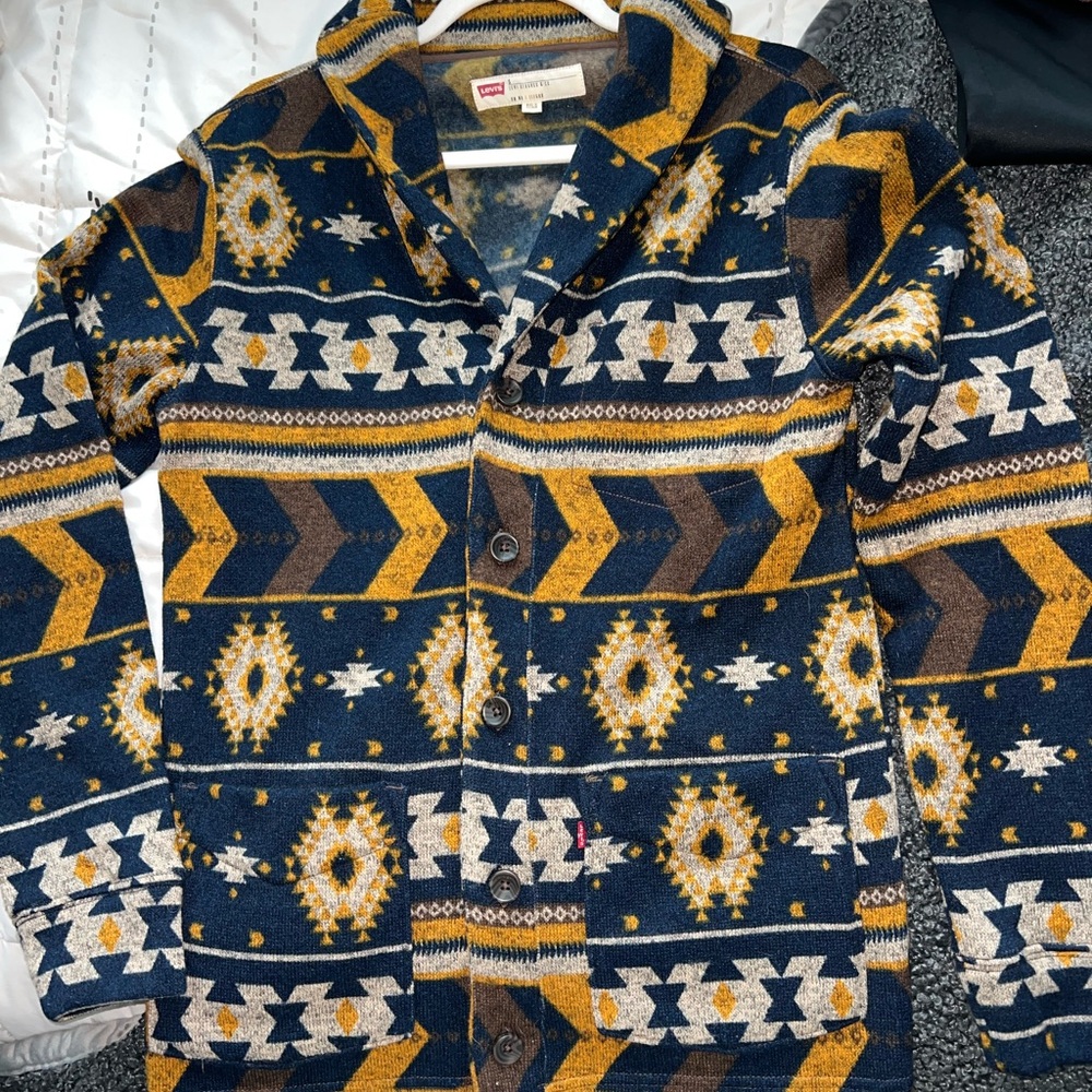 Levi's Men's Geometric Shirt Jacket - Blue, Brown, Yellow